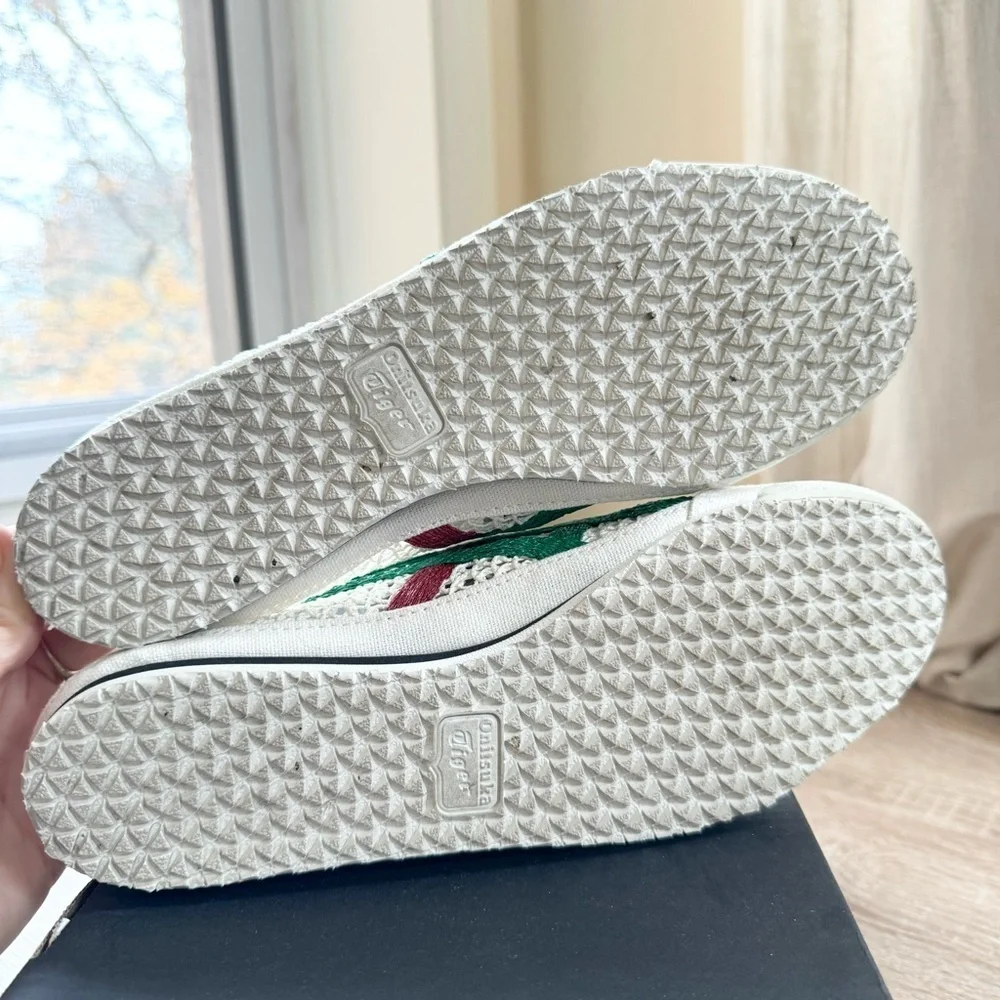 New Onitsuka Tiger Mexico 66 Sabot Slip On Mesh Shoes Cream Green Red Womens 7